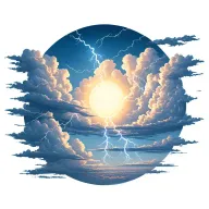 lightning storm clouds with a sun shining tattoo design idea