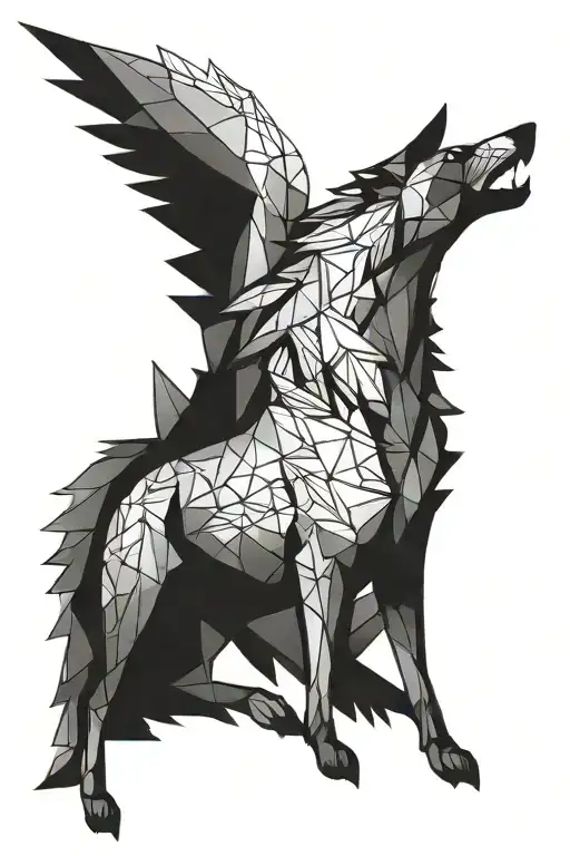 half wolf half Pegasus soaring tattoo design idea