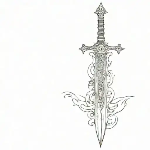 a sword, cybersigilism, with occult theme tattoo design tattoo design idea