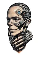 bionic cyborg arm tattoo design idea