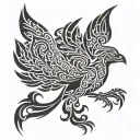 manly tribal phoenix, simple, tattoo design idea