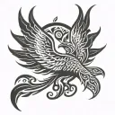 manly tribal phoenix, simple, tattoo design idea