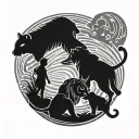 silhouette in the form of shadows dad, mom, two sons against the background of a tiger tattoo design idea