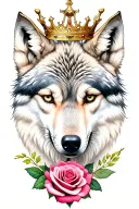 rose,wolf,crown, tattoo design idea