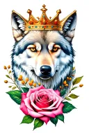 rose,wolf,crown, tattoo design idea