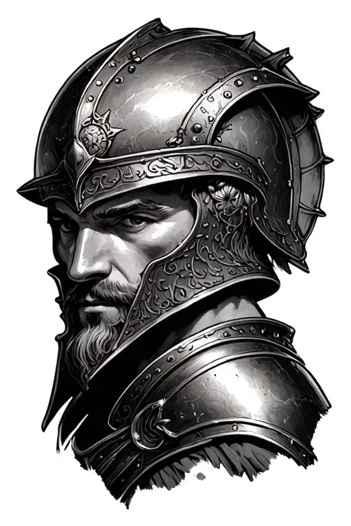 norman solder in armour and a helmet tattoo design idea