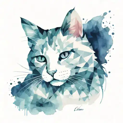 A geometric design inspired by musical sound waves, with your cat's silhouette hidden within the pattern tattoo design idea