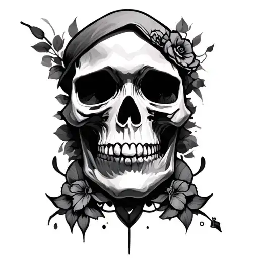 skull face tattoo design idea