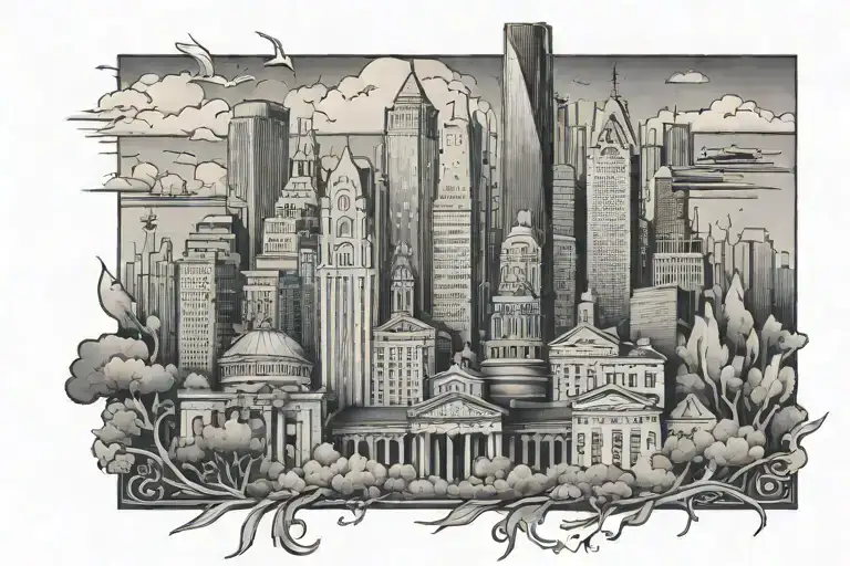 Philly skyline in the number 215  tattoo design idea