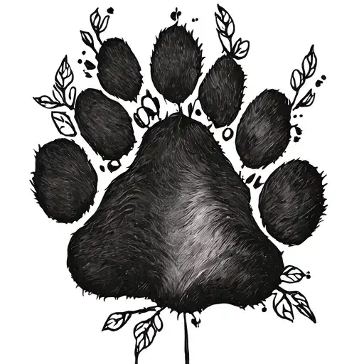 lilly and paws prints arranged tattoo design idea