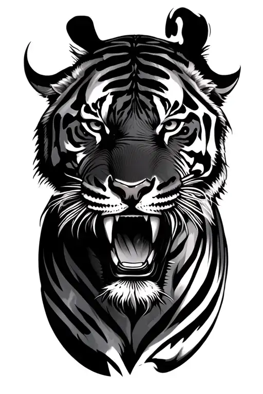 tiger roaring tattoo design idea