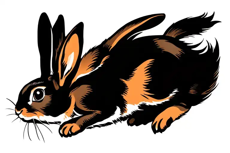 rabbit leaping gracefully tattoo design idea