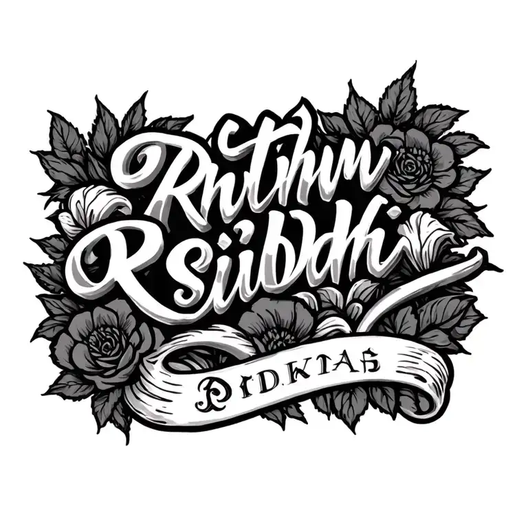 "Rhythm Siddhi" writing kids name tattoo design idea
