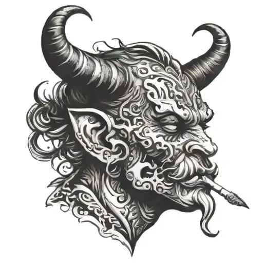 demon blowing smoke in my ear neck tattoo tattoo design idea
