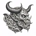 demon blowing smoke in my ear neck tattoo tattoo design idea