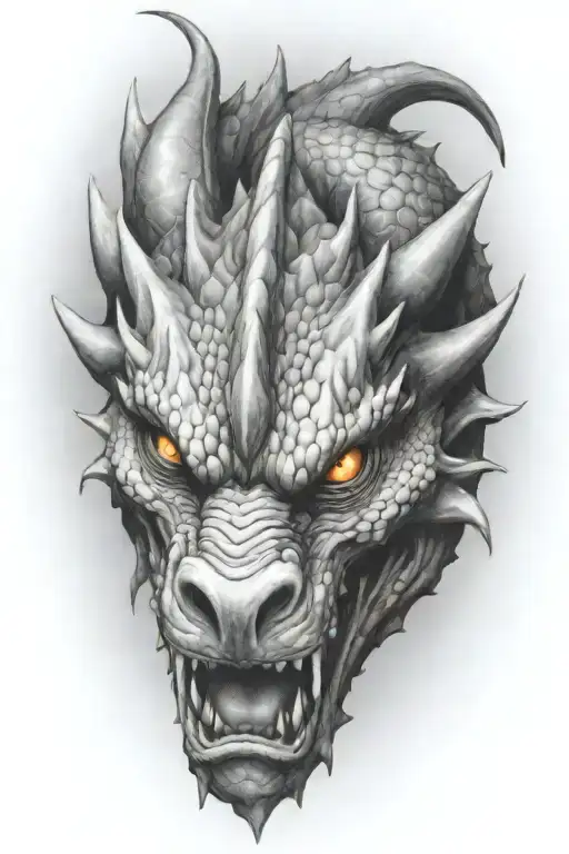 dragon face 3/4th view tattoo design idea