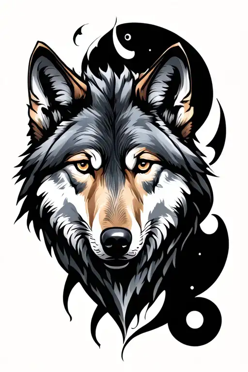 wolf and semi colon tattoo design idea