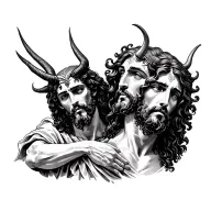 Jesus and devil tattoo design idea