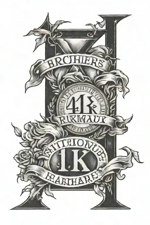 4 brothers birth years in Roman numerals surrounded tattoo design idea