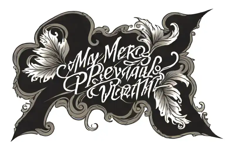 The quote in writing " my mercy prevails over my wrath"  tattoo design idea
