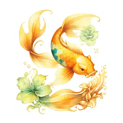 koi fish and lion head tattoo design idea