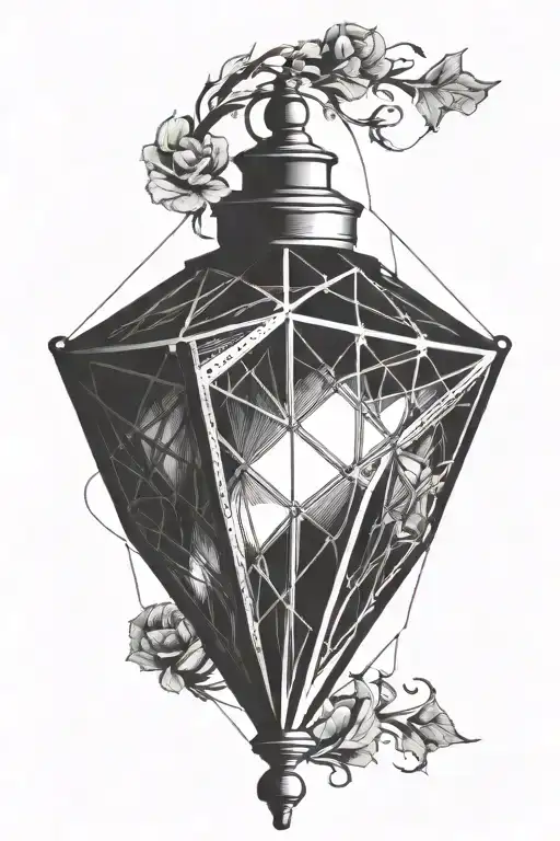 Diamond shaped Gothic lantern tattoo design idea