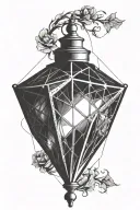 Diamond shaped Gothic lantern tattoo design idea