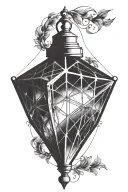 Diamond shaped Gothic lantern tattoo design idea