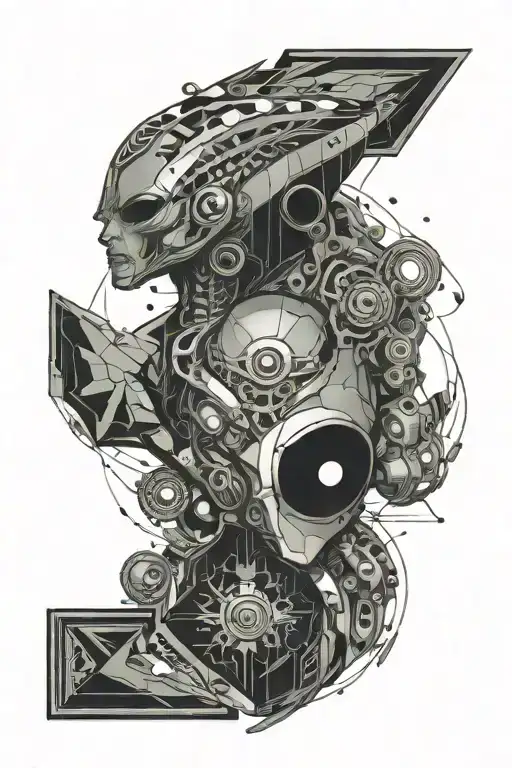 audio psychedelic alien tattoo design idea