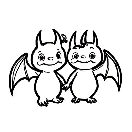 cute disney bat best friends tattoo design idea