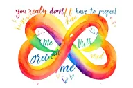 rainbow infinity symbol with words with me you really dont have to pretend tattoo design idea