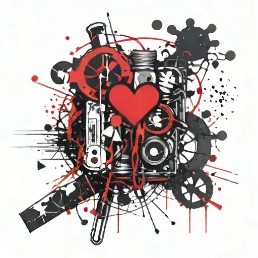 A constellation of love-themed symbols intertwined with pharmacy tools tattoo design idea