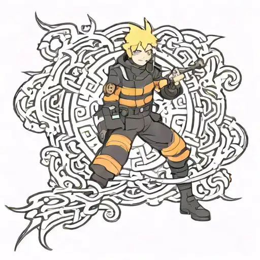 Based off of the Fire force anime company 7 captain shinmon benimaru tattoo design idea