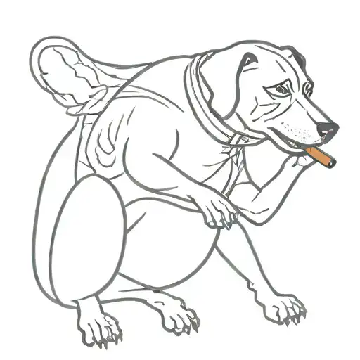 40's flash dog smoking a cigar and reading the newspaper   tattoo design idea