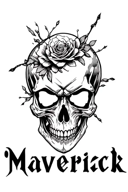 "Maverick" skull  tattoo design idea