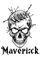 "Maverick" skull  tattoo design idea