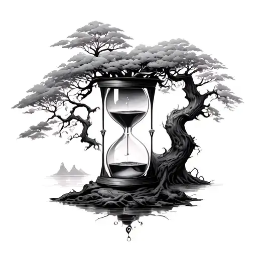 Tree Hourglass tattoo design idea