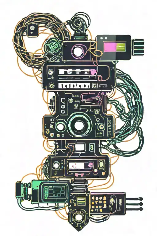 Cables and VHS tape tattoo design idea