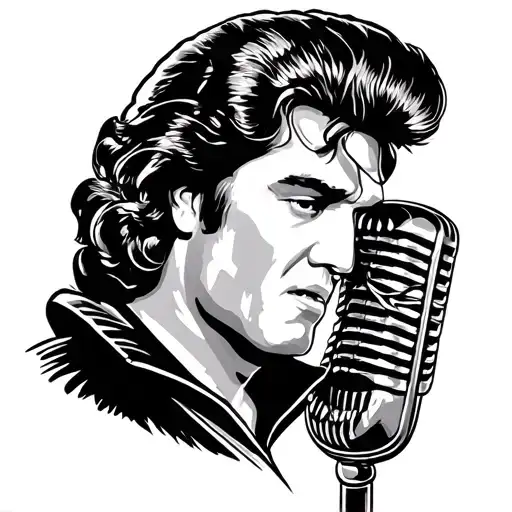 elvis hair and microphone  tattoo design idea