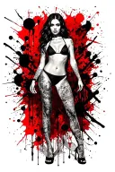 Sexy girl, petite, small boobs, wide hips, bikini . long hair,sexual. Seductive. Full Body, standing with legs and feet tattoo design idea