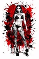 Sexy girl, petite, small boobs, wide hips, bikini . long hair,sexual. Seductive. Full Body, standing with legs and feet tattoo design idea