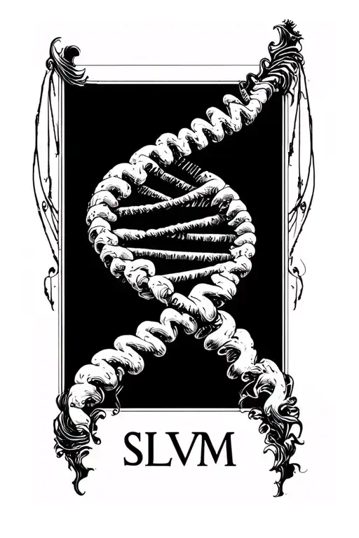 DNA helix with the letters SLVM tattoo design idea