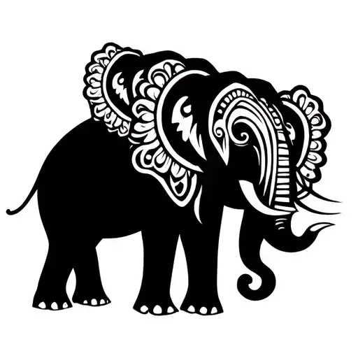 three headed elephant tattoo design idea