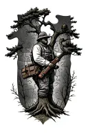 tree surgeon so something with tree, autism so something with autism puzzle piece, hunting  tattoo design idea