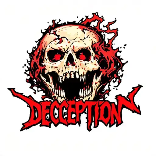 deception logo under ripped skin tattoo design idea