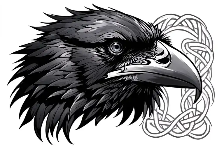 raven head decorated with a Celtic knot tattoo design idea