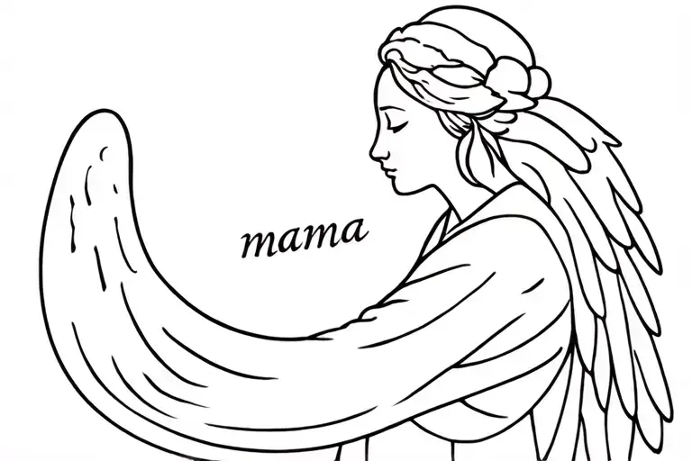 angel grandma known as "mama" tattoo design idea
