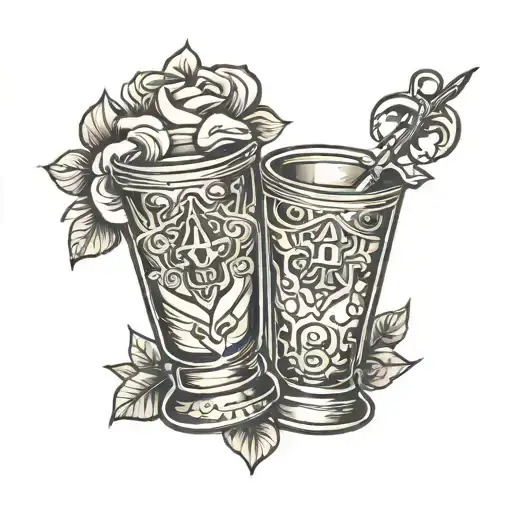 two shot glass tattoo design idea