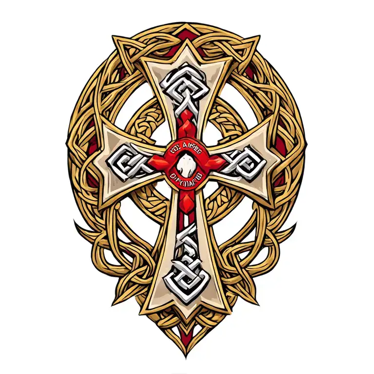 Celtic cross w USMC insignia hidden within tattoo design idea