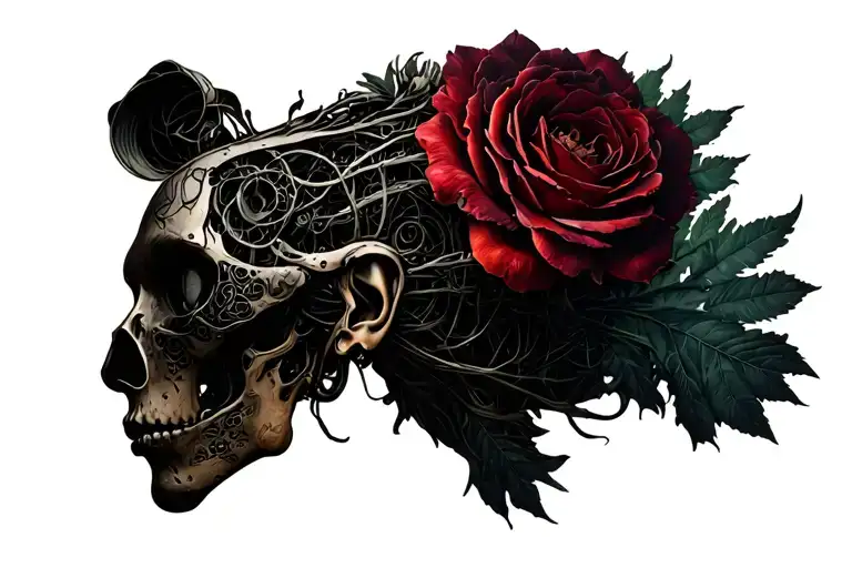 organic bio mechanical tattoo design idea